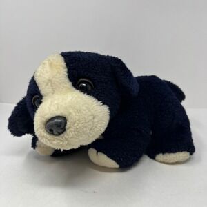 Vintage Border Collie Dog‎ Plush 11 Inch Blue White Stuffed Animal Toy Soft Cute